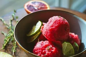 blood orange lime and thyme sorbet