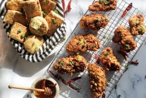 fried chicken and biscuits