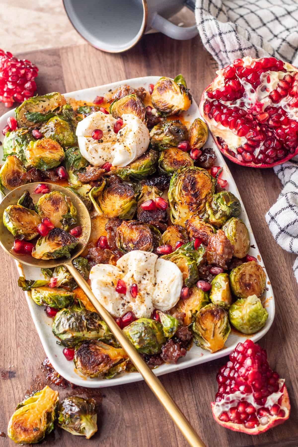 brussels sprouts with spicy honey and burrata