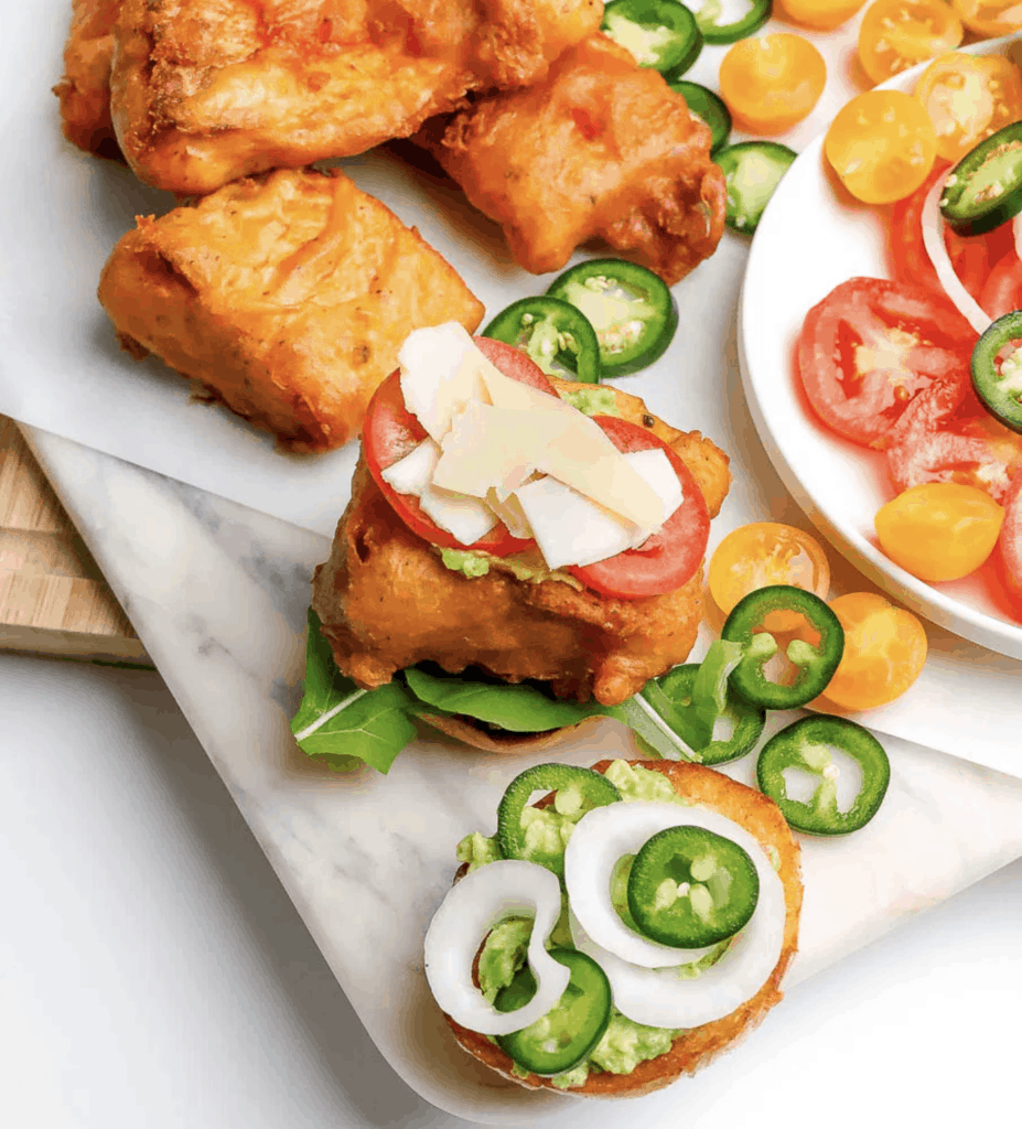 DEEP-FRIED SALMON SLIDERS MADE WITH BEER BATTER