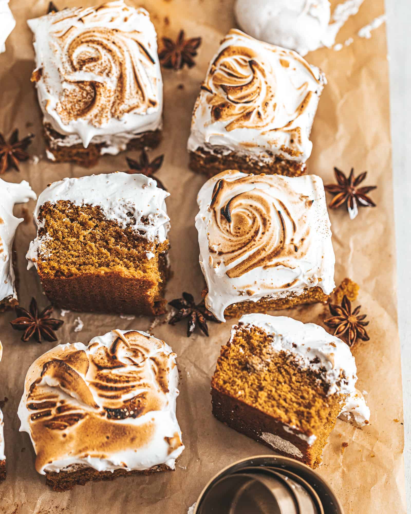 Sweet Potato Marshmallow Bars on a piece of parchment paper