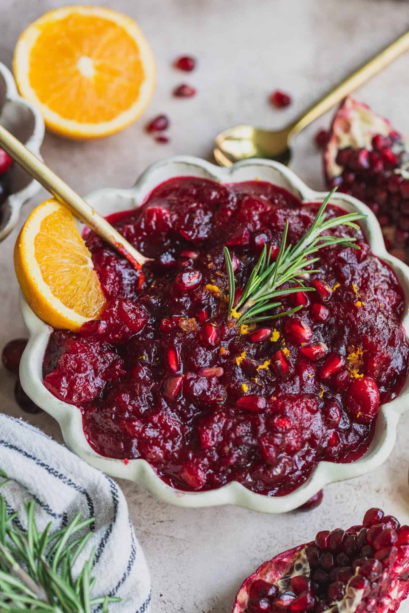 pomegranate seeds in cranberry sauce