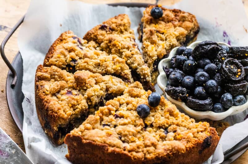 Blueberry Prune Buckle with Ginger Streusel 