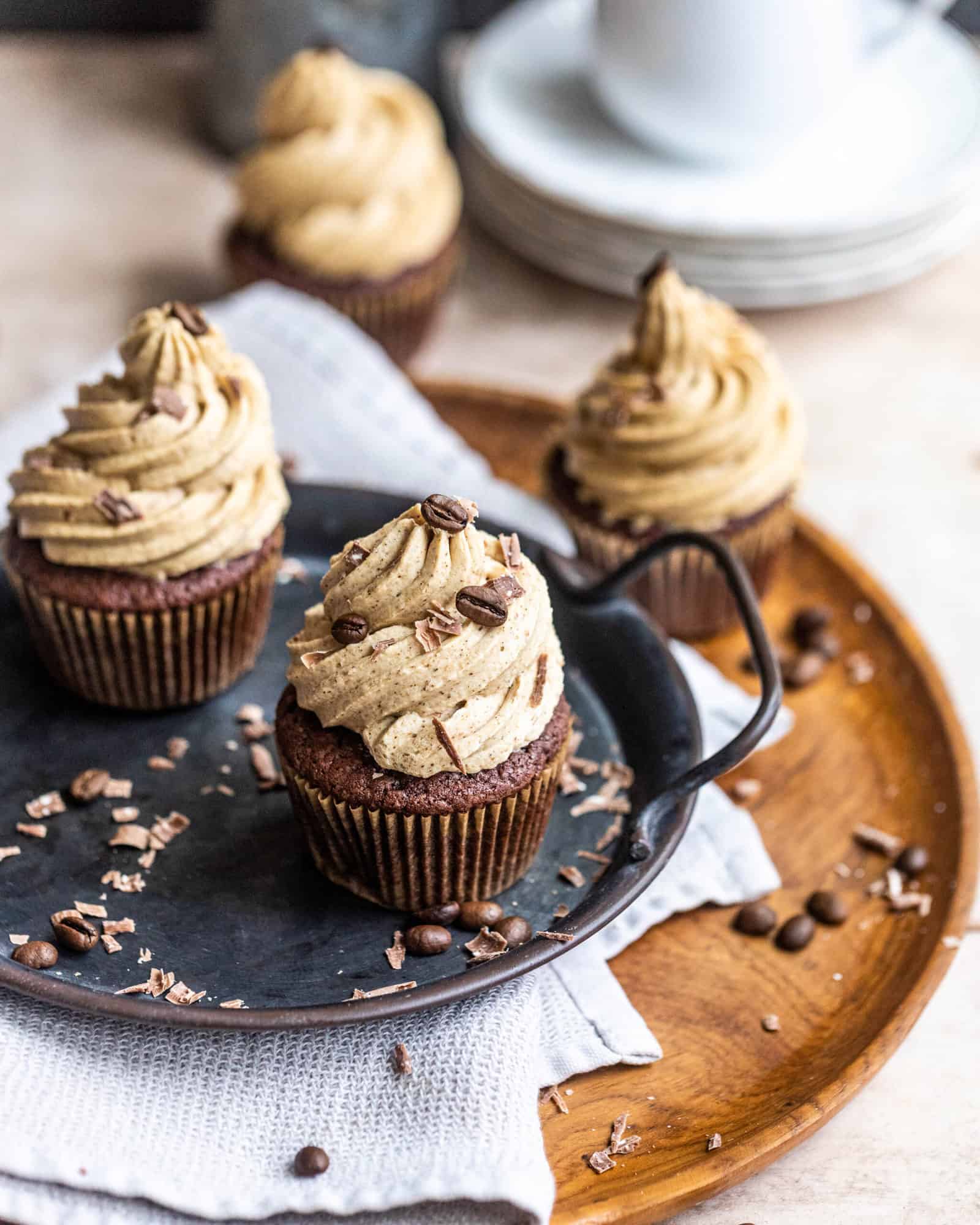 cupcakes on a wooden plates