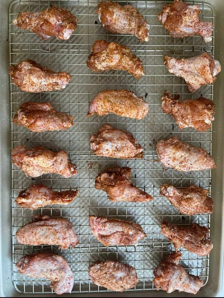 chicken wings on a cooling rack 
