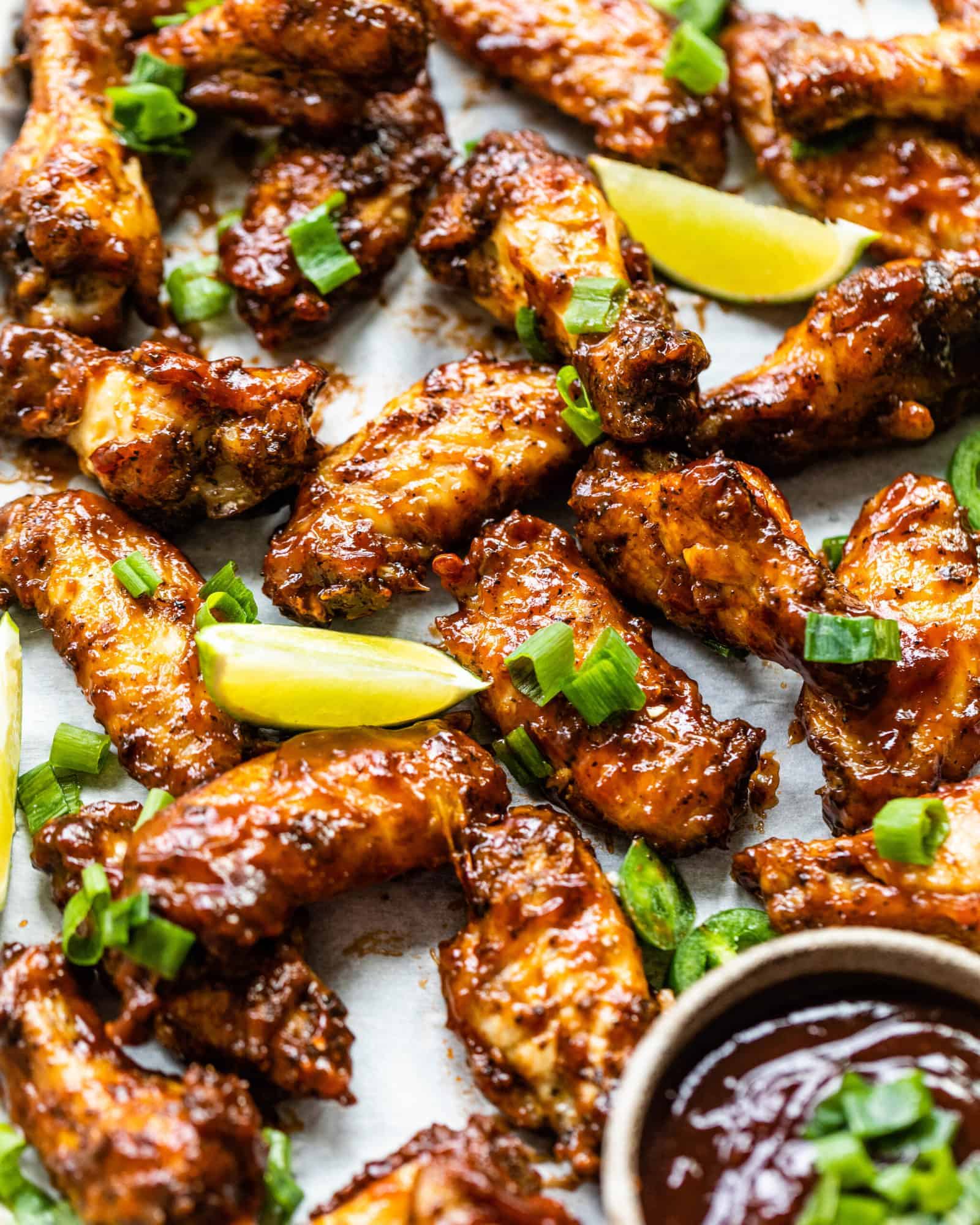 crispy oven baked cajun bbq wings on a serving tray