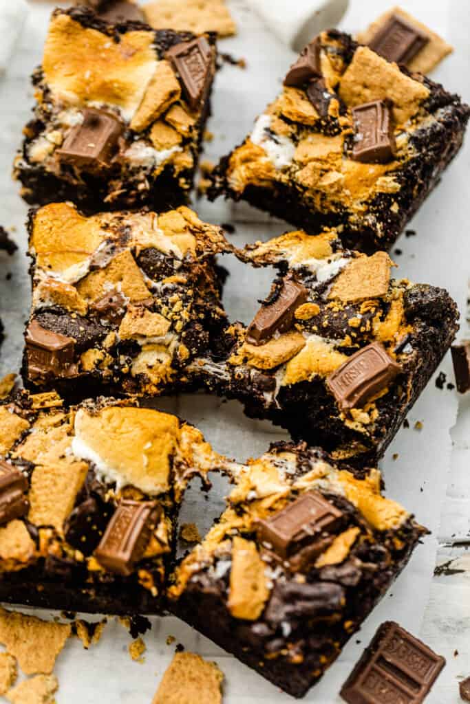 s'mores brownies cut into squares