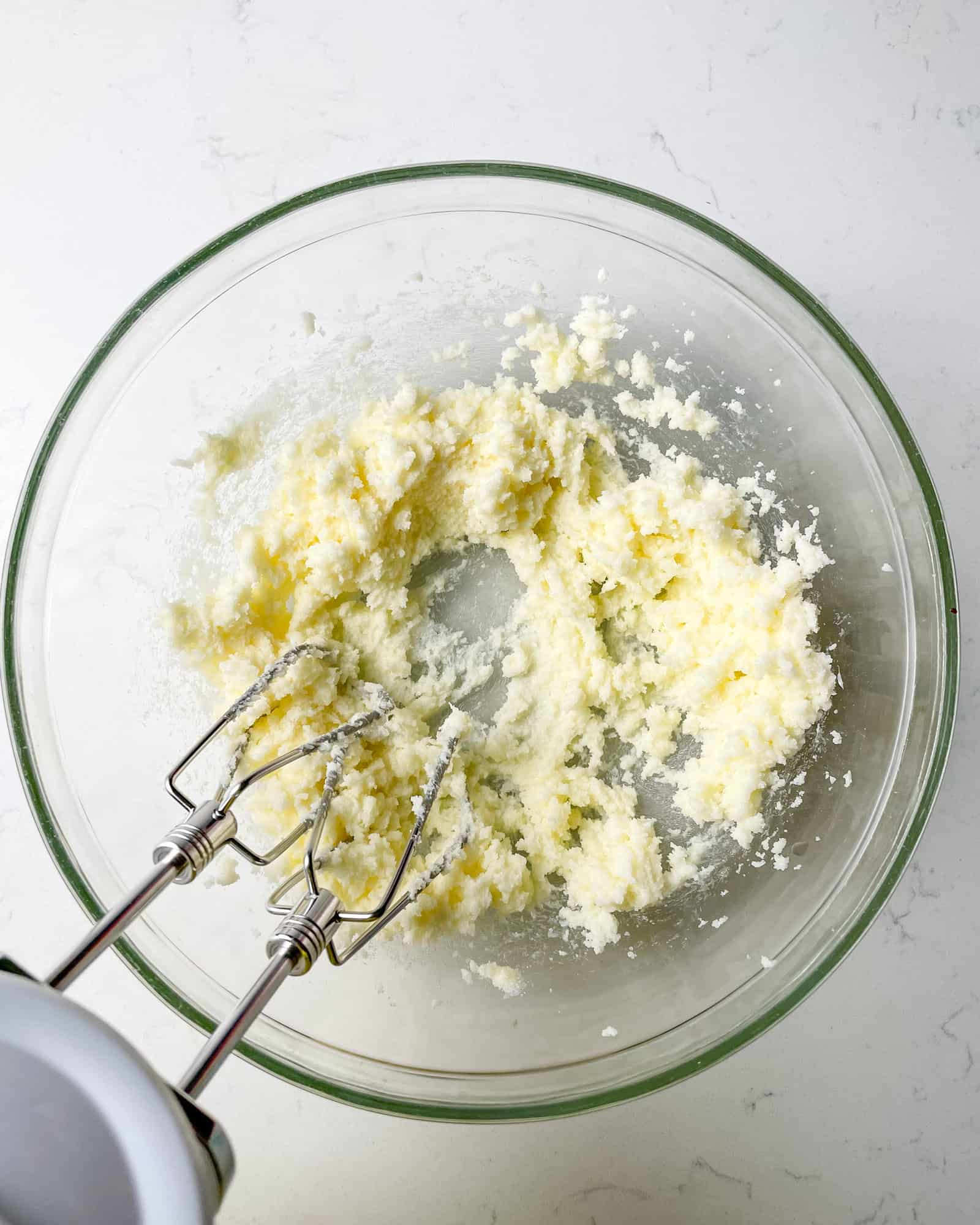 butter and sugar in a mixing bowl