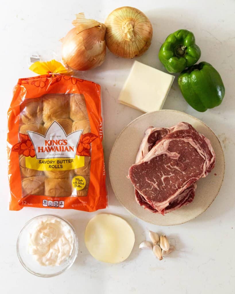 ingredients to make philly cheesesteak sliders