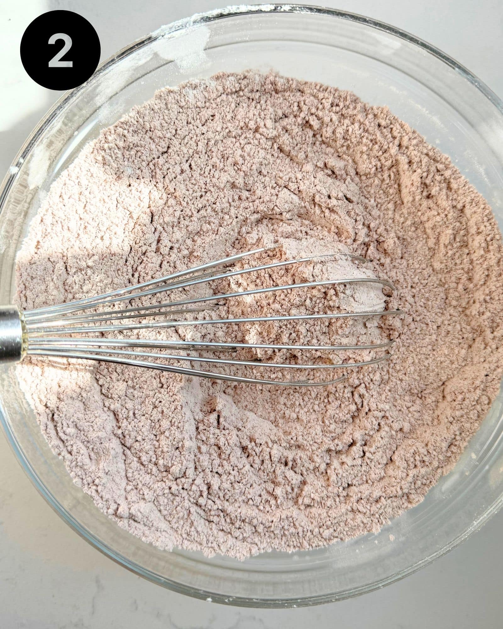 flour, cocoa powder, chocolate pudding, kosher salt, and baking soda whisked together in a large mixing bowl