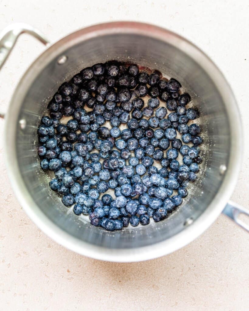 blueberries in a sauce pan