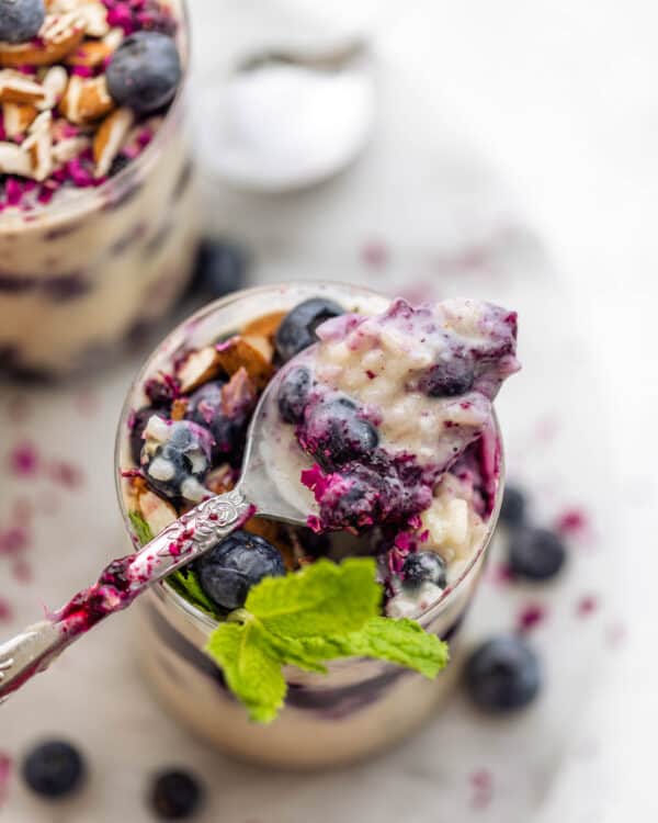 Blue Rice Pudding Rice Pudding with Blueberries - Britney Breaks Bread
