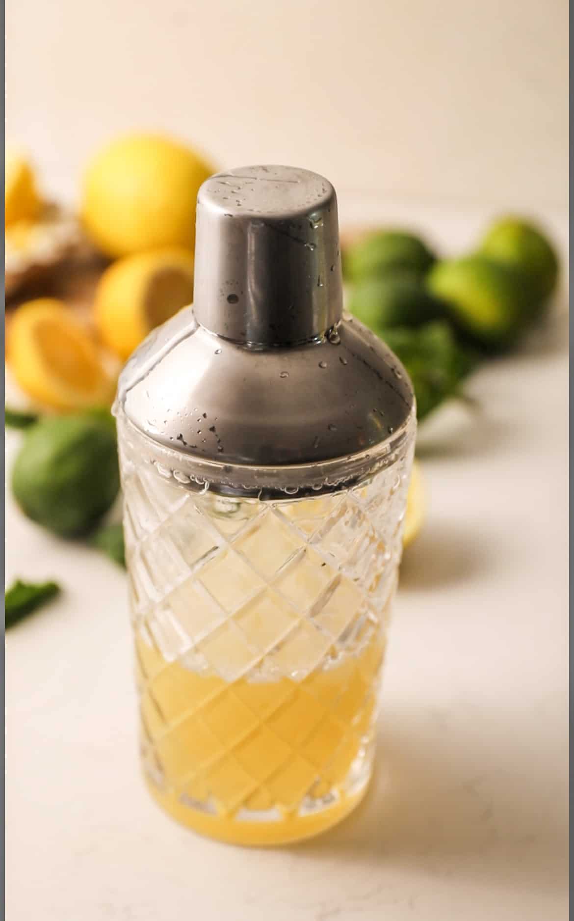Green Tea Shots in a cocktail shaker