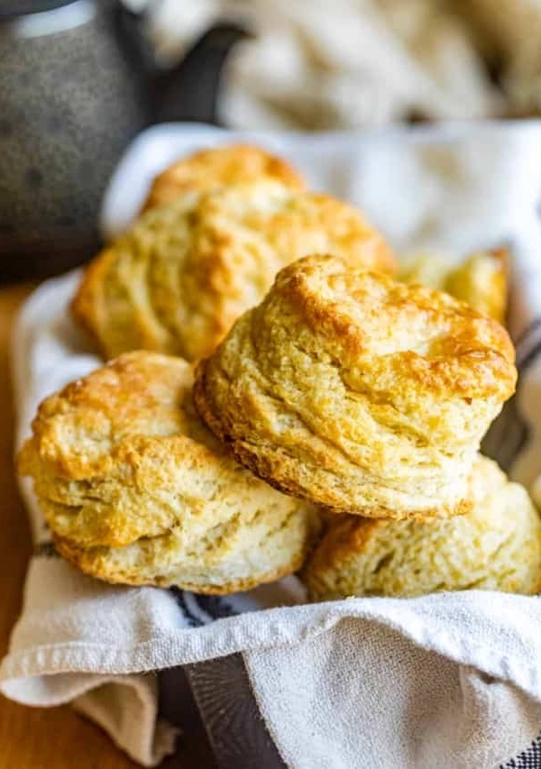 homemade biscuits in a basket.