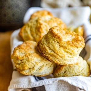 homemade biscuits in a basket.