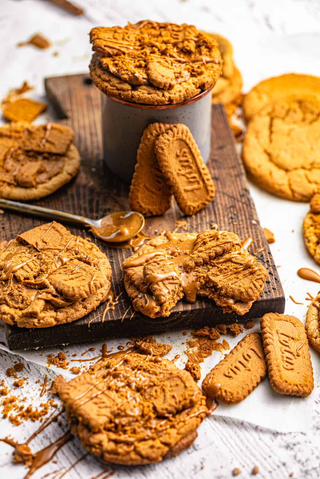 cookie butter cookies on a serving board.