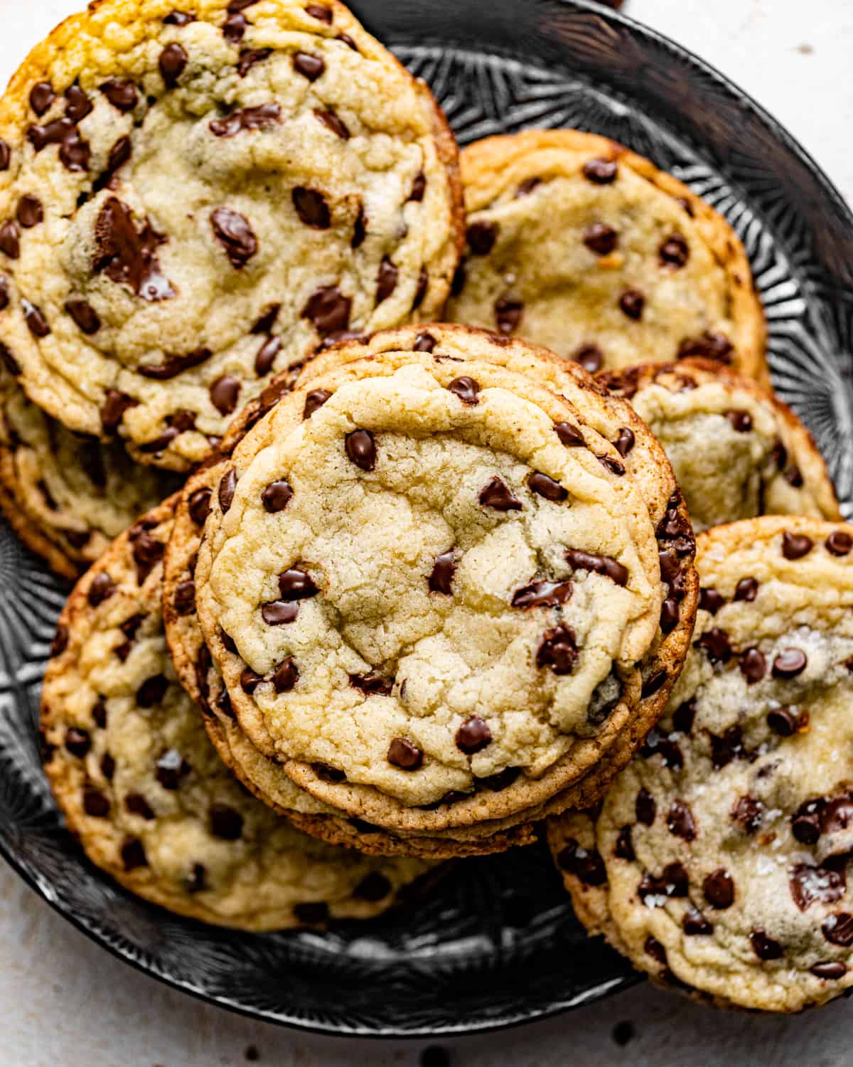 chocolate chip cookies without brown sugar on a pan.