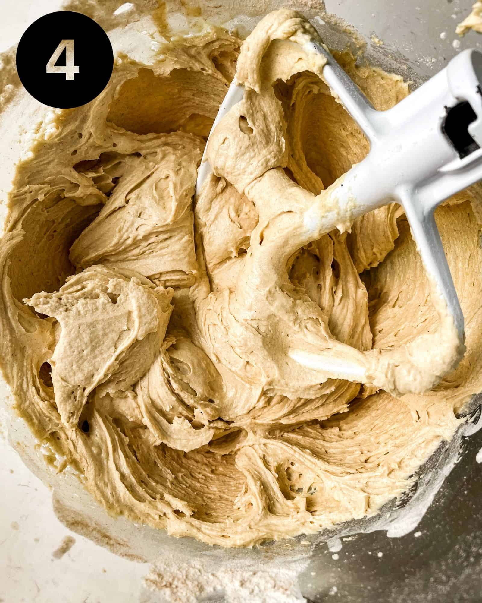 maple buttercream in a mixing bowl.