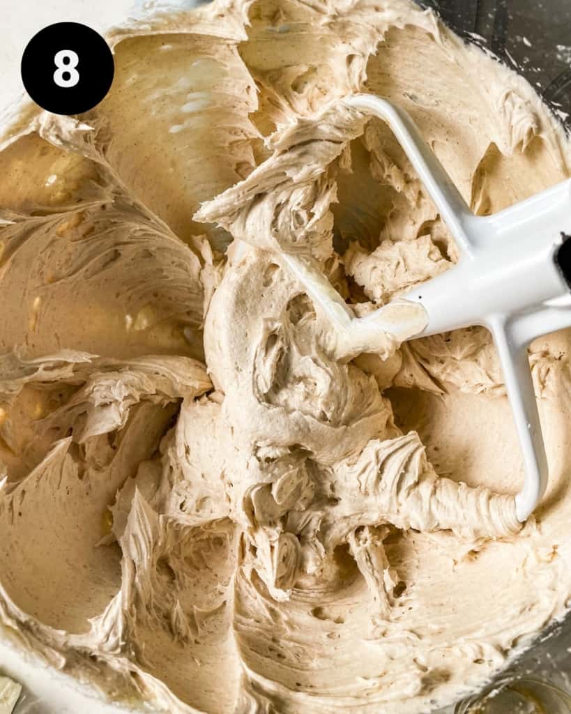 cinnamon buttercream in a mixing bowl.