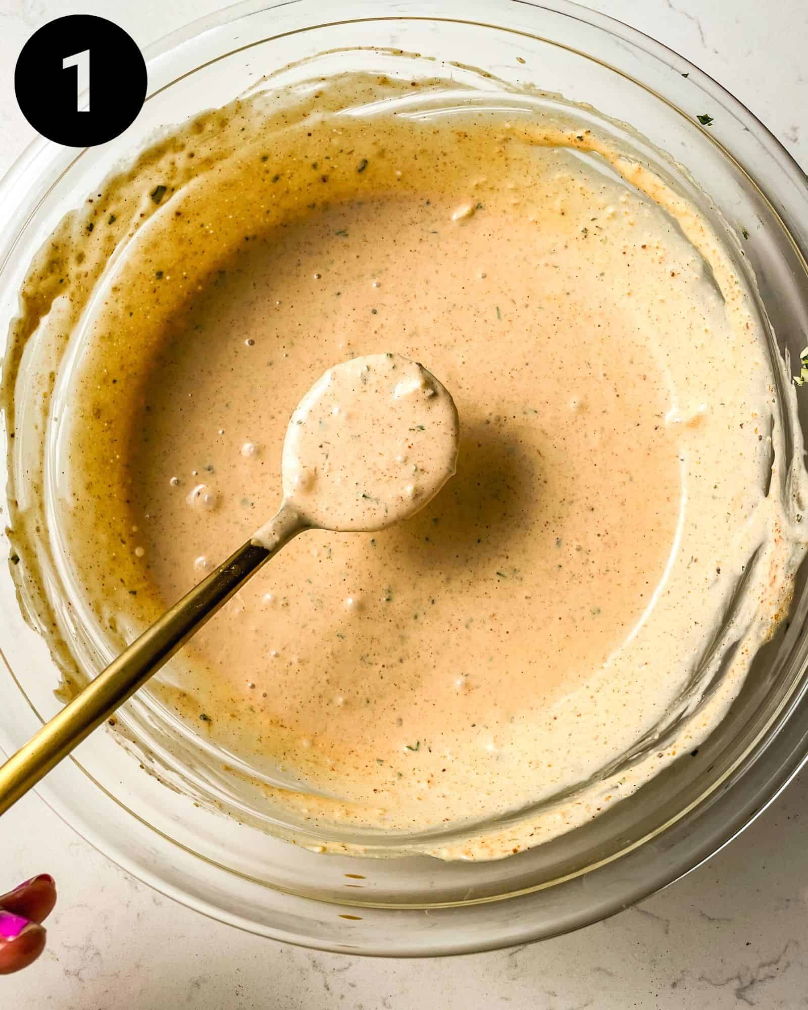 remoulade sauce mixed together in a large bowl.