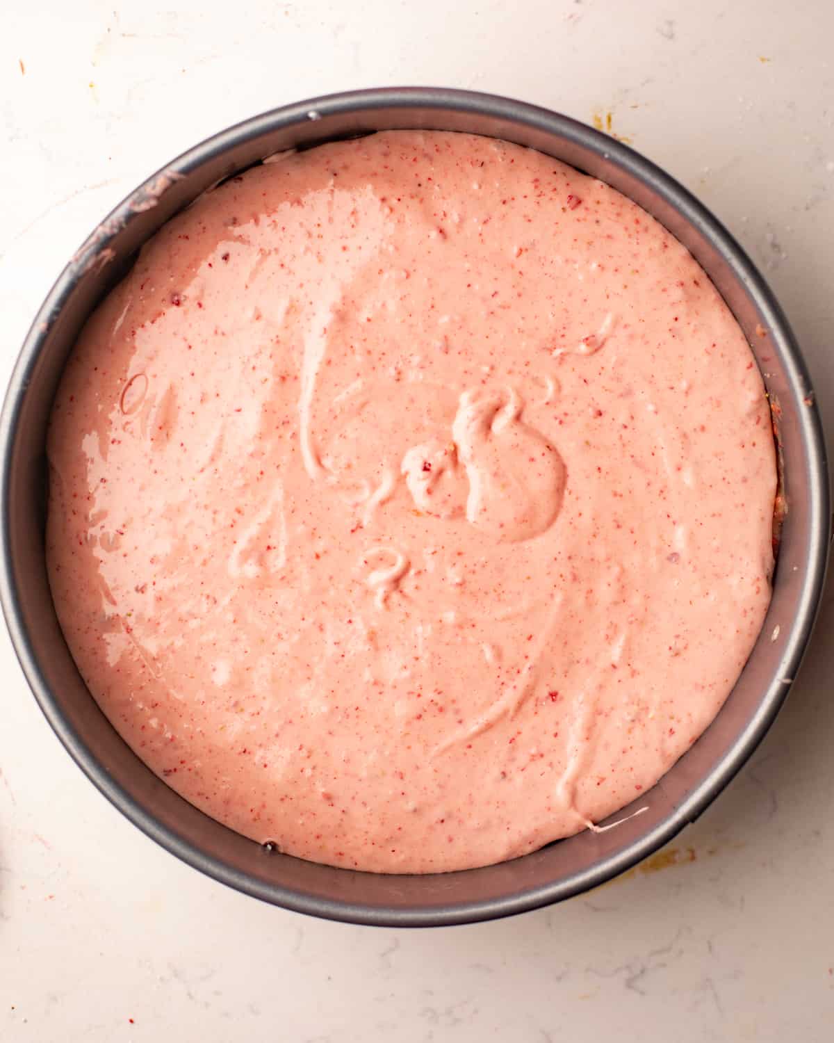 strawberry butter cake in a springform pan.