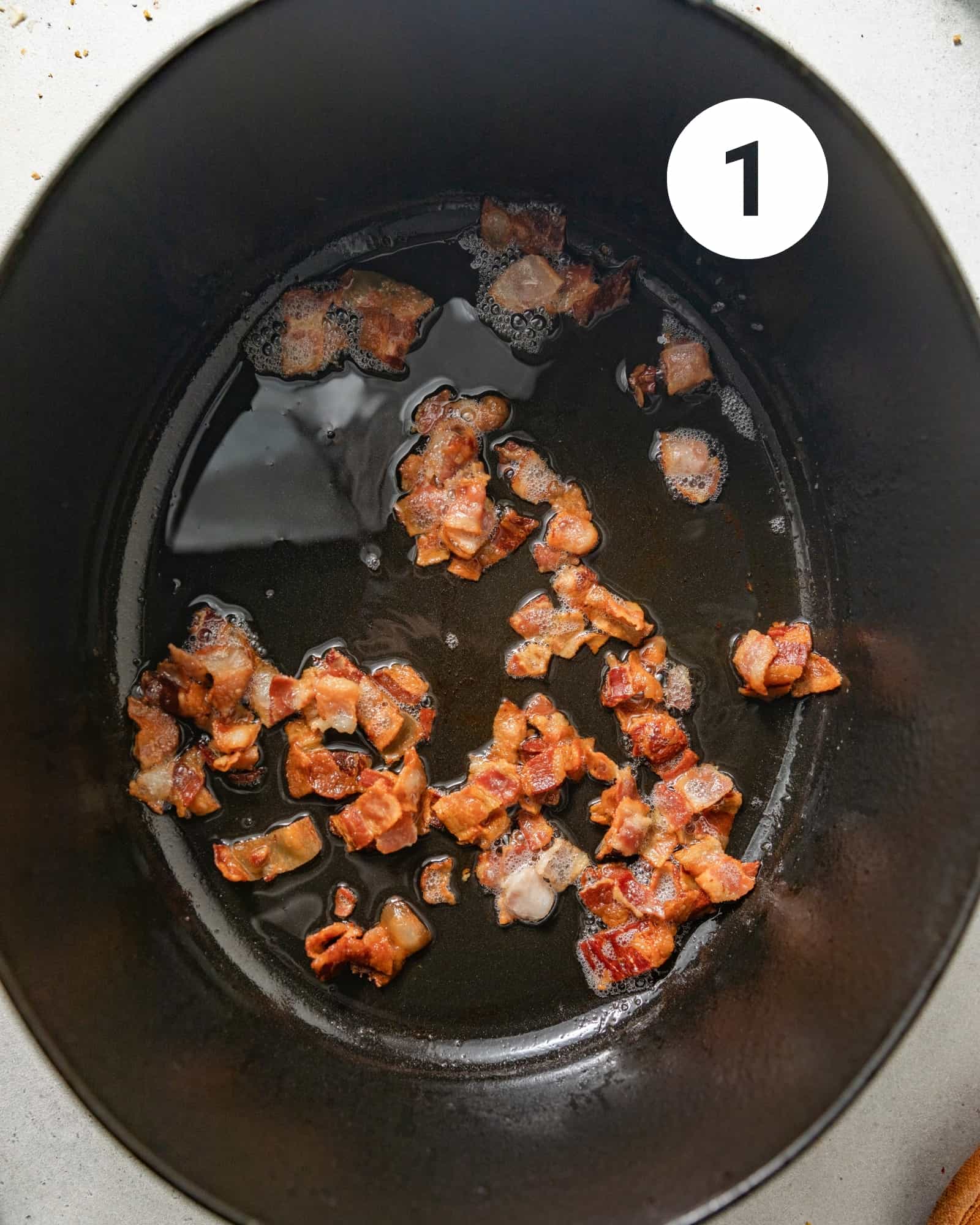 crispy bacon in a dutch oven.