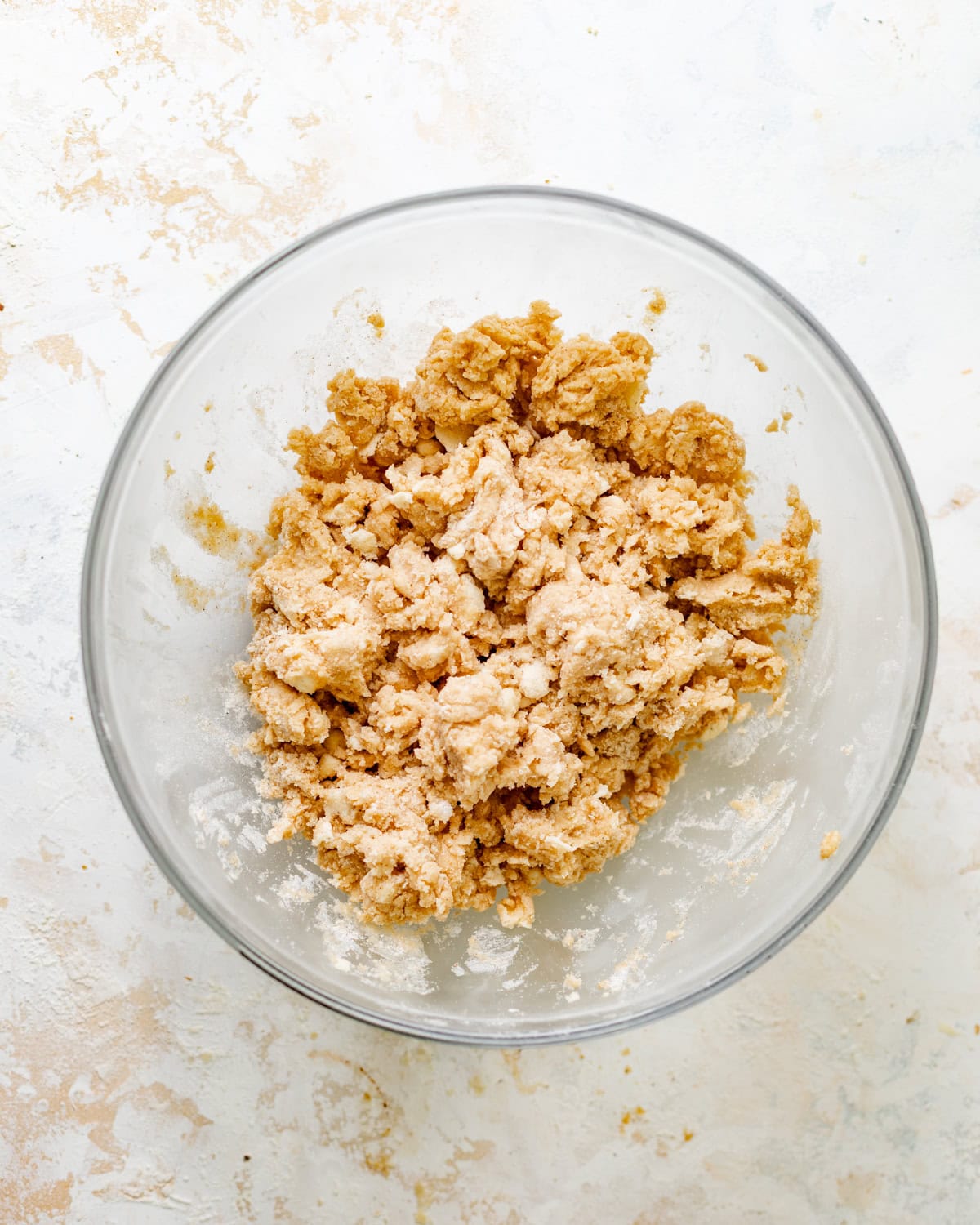 cobbler topping mixed together in a bowl. 