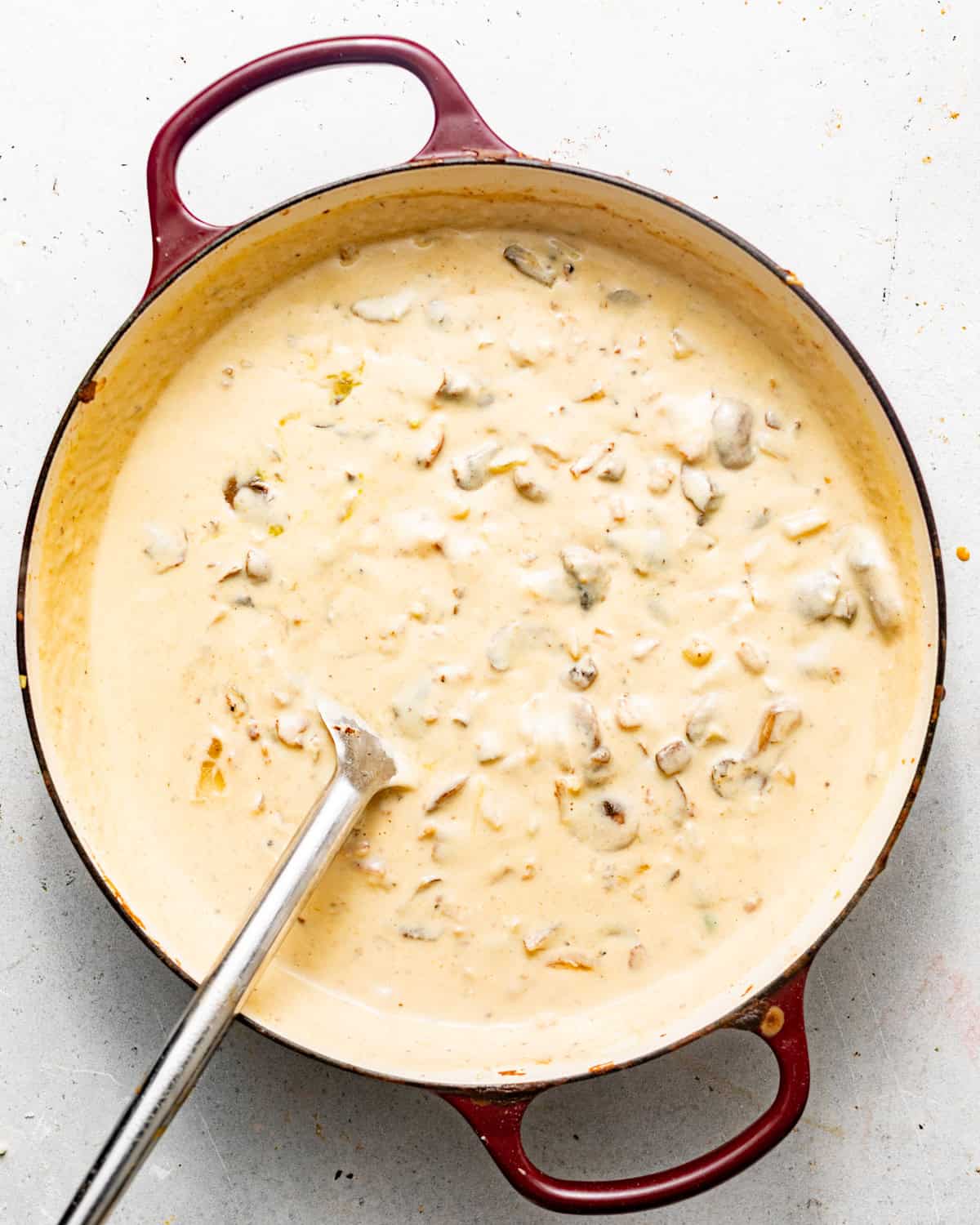 homemade cream sauce for the green bean casserole.