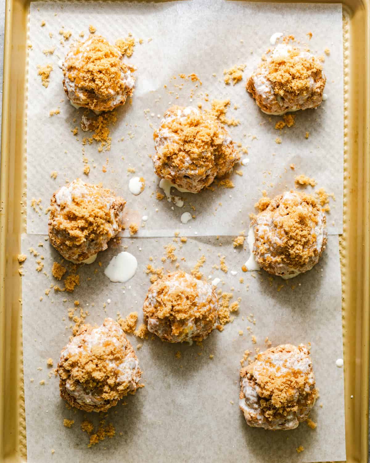 sweet potato biscuits on a baking sheet.