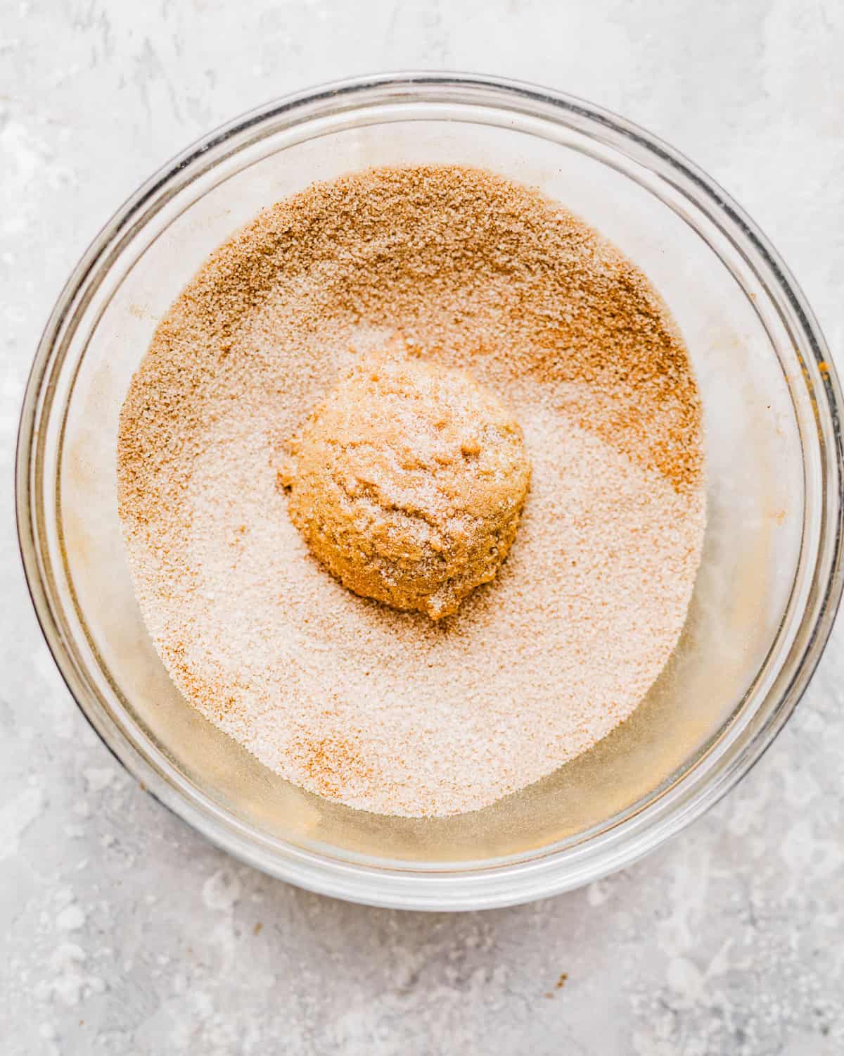 cookie dough balls rolled in cinnamon sugar.