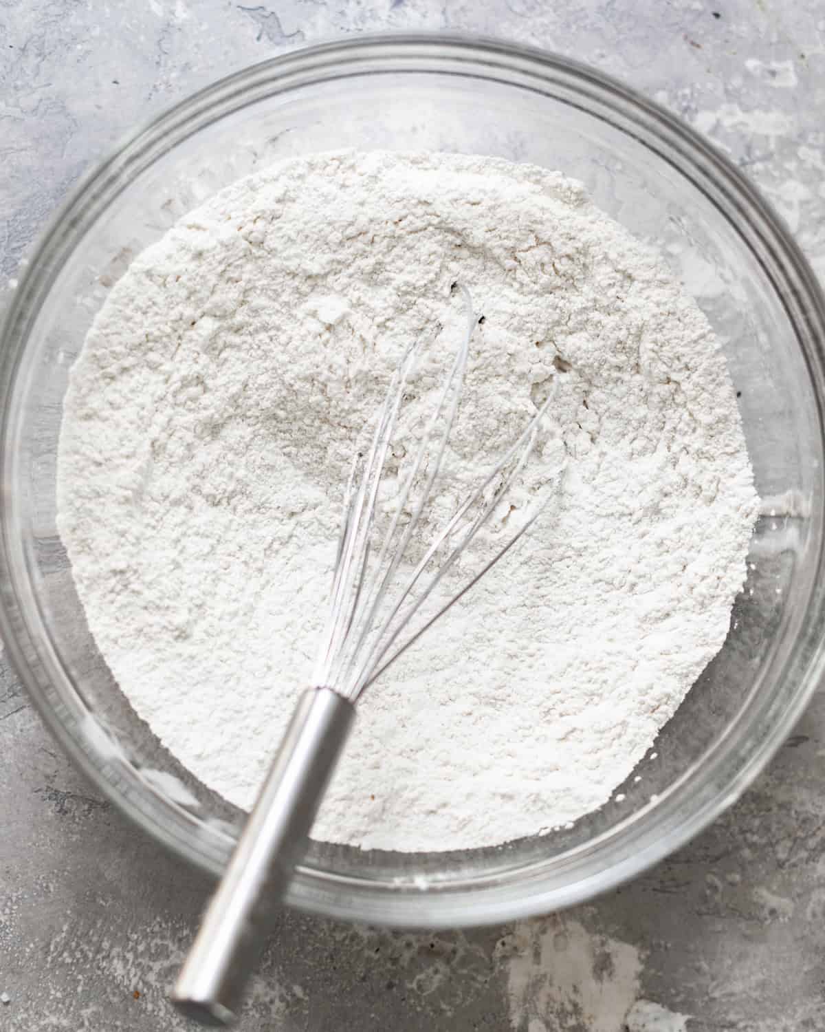 dry ingredients whisked together in a bowl. 