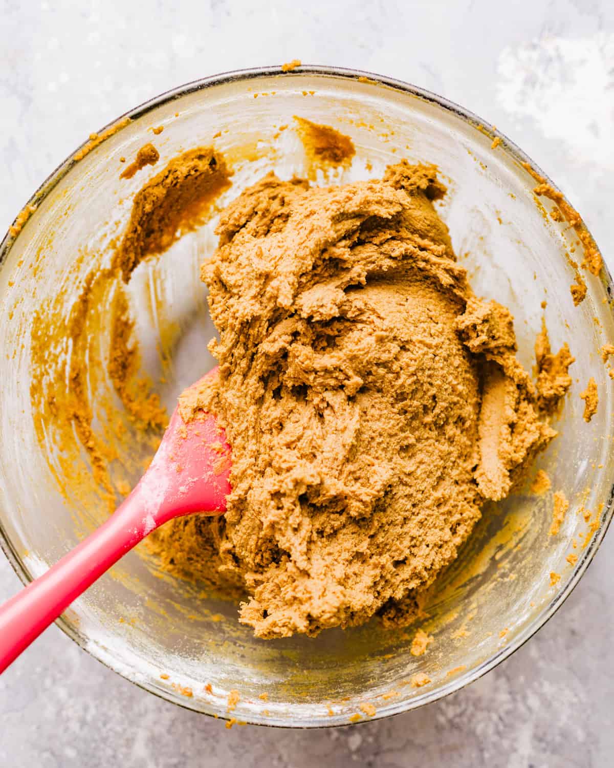 cookie dough in a mixing bowl. 