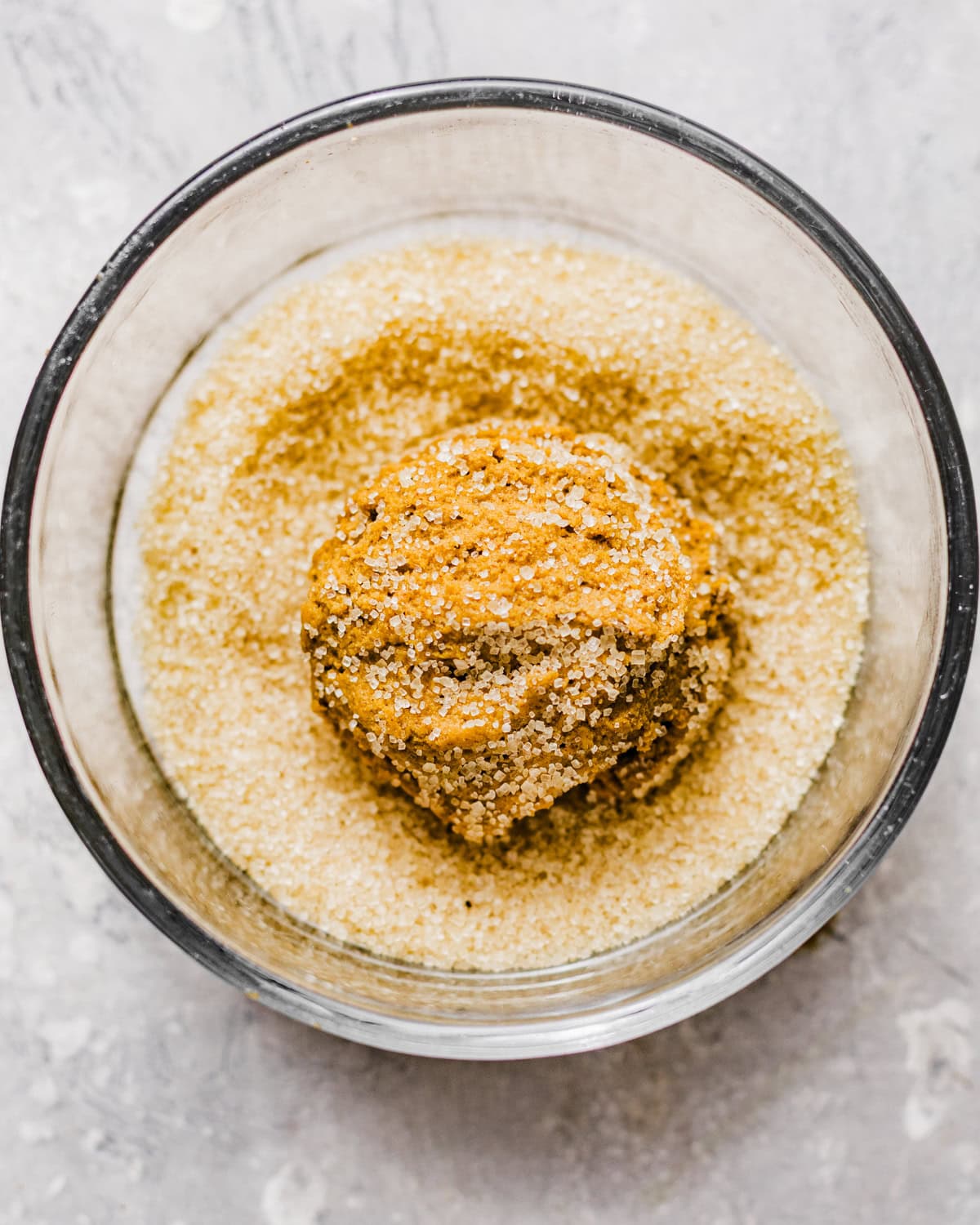 cookie dough ball rolled in a turbinado sugar.