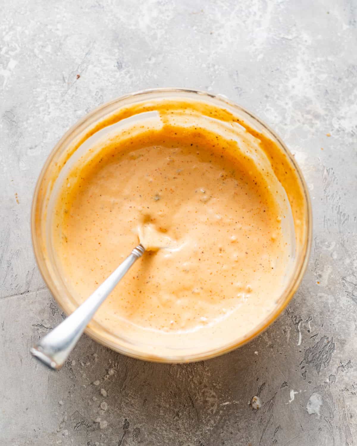 remoulade sauce mixed together in a bowl.