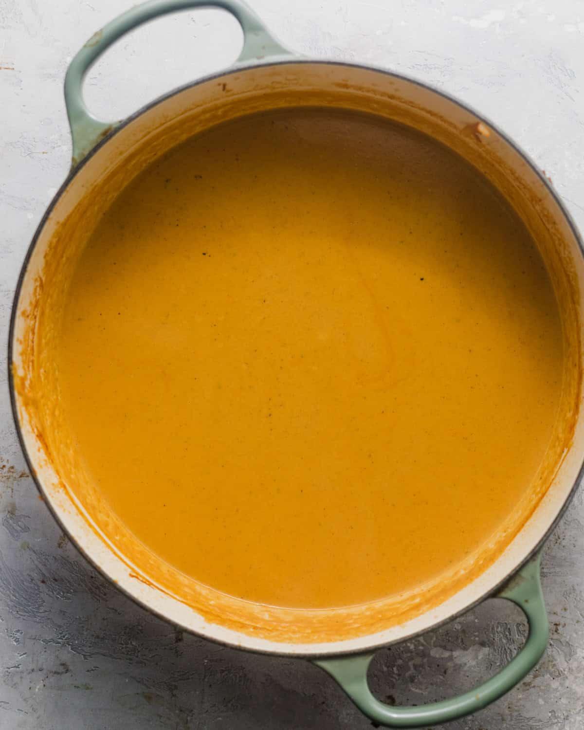 finished lobster bisque in a large pot. 