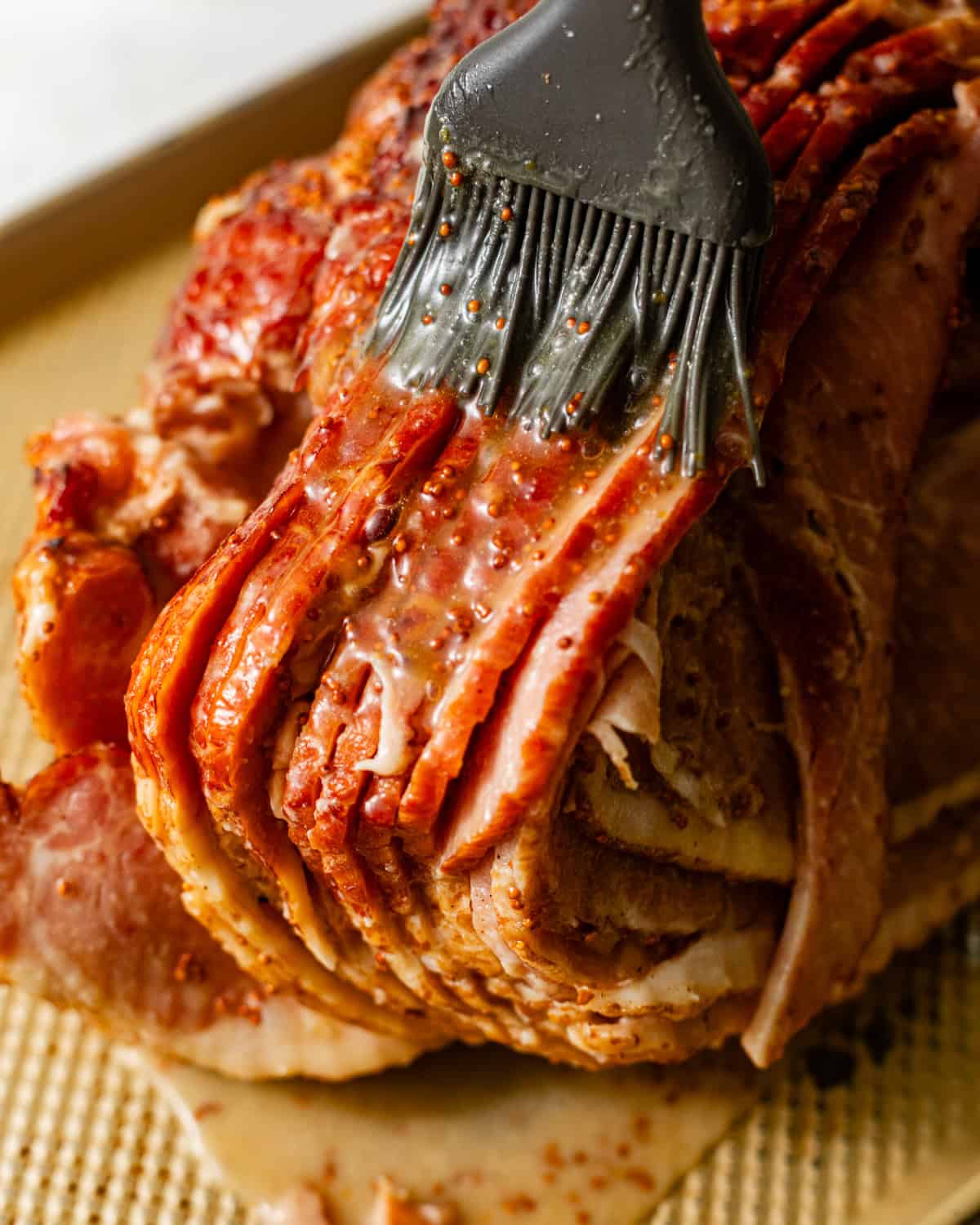 brown sugar glaze brushed onto the ham with a pastry brush. 