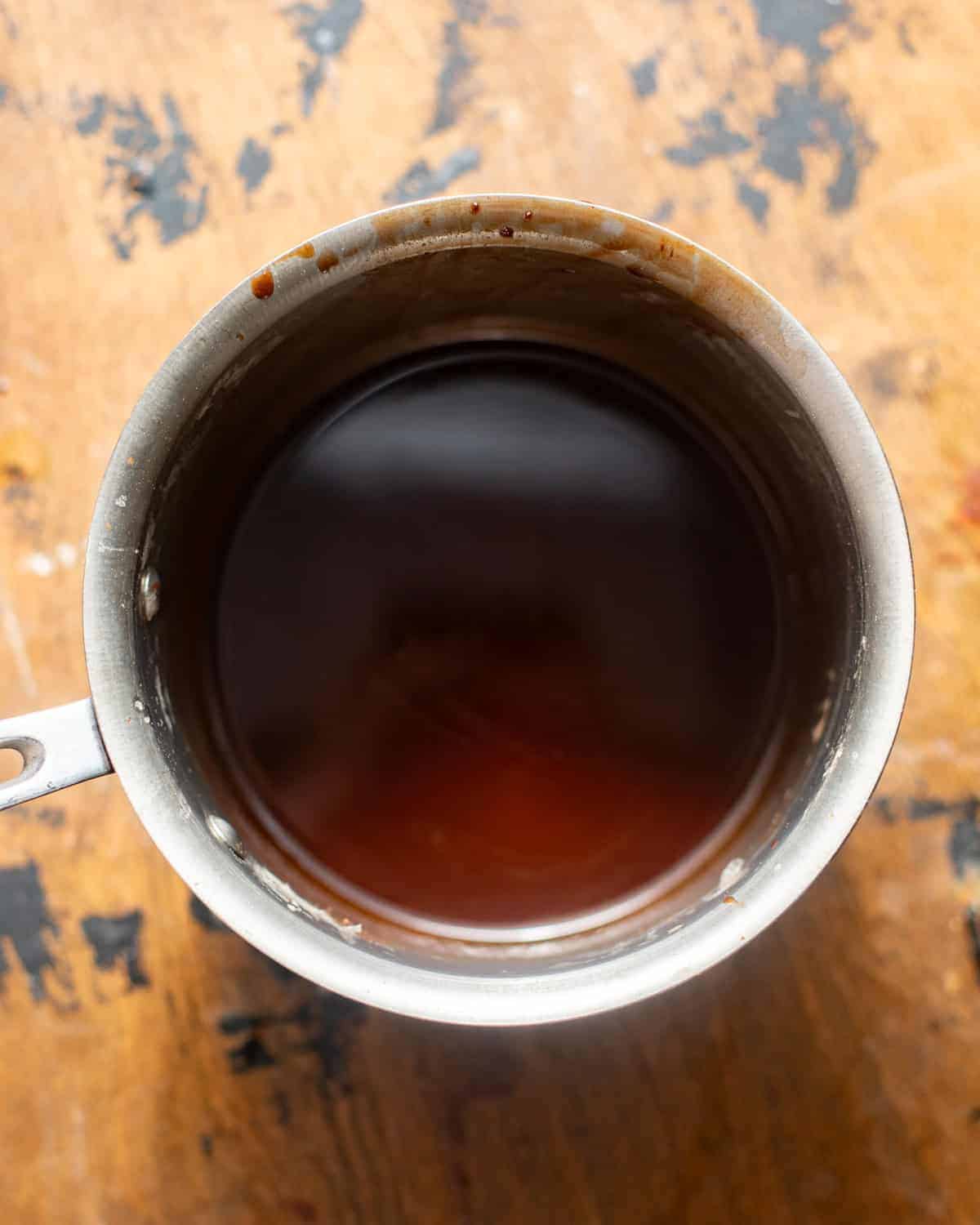 chocolate simple syrup in a small saucepan. 