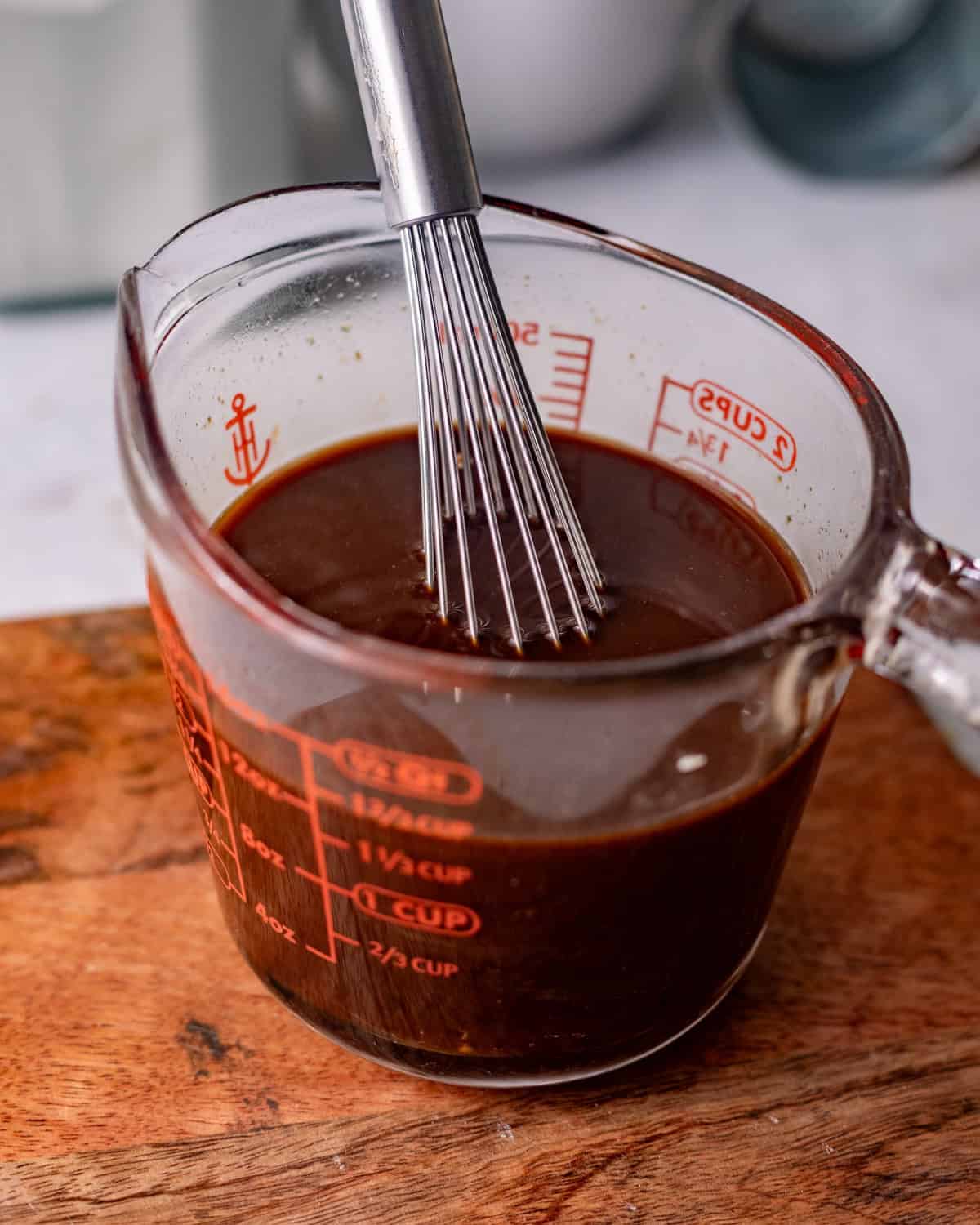 honey garlic sauce whisked together in a bowl. 