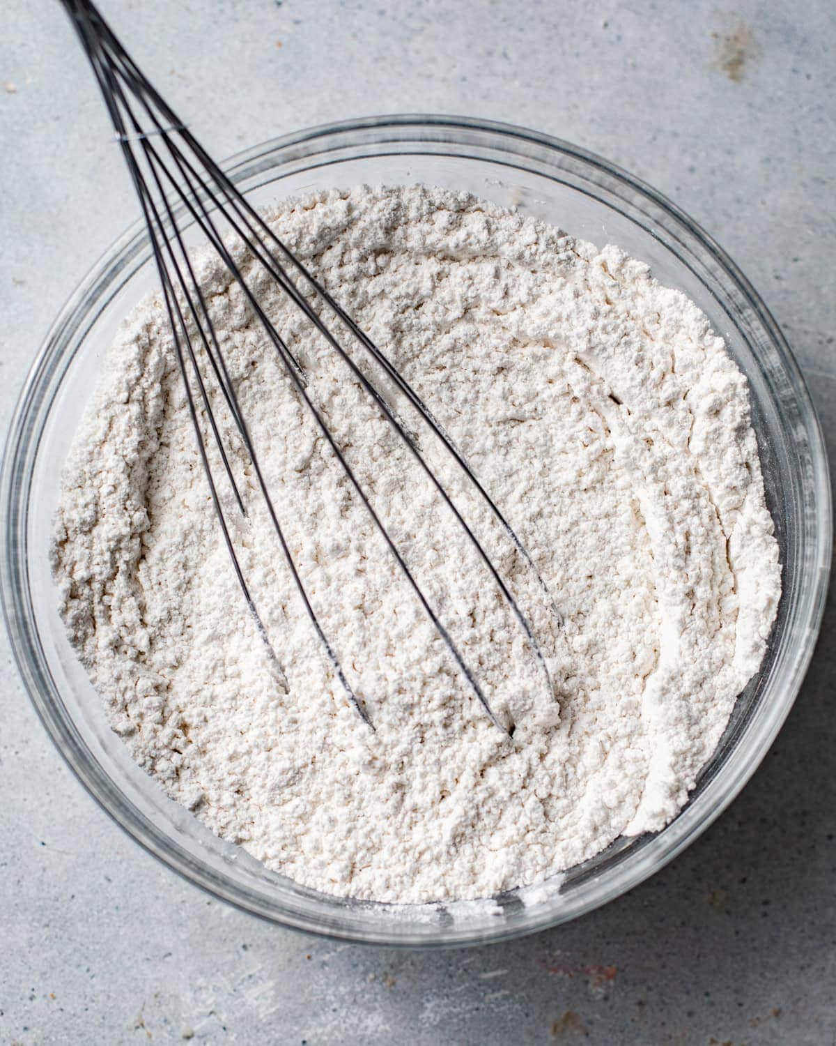 dry ingredients whisked together in a bowl. 