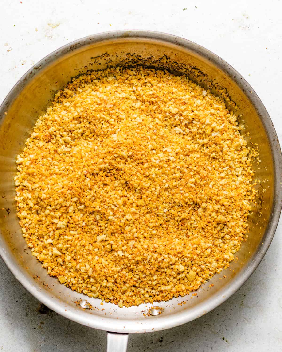 panko breadcrumbs toasted in butter in a skillet.