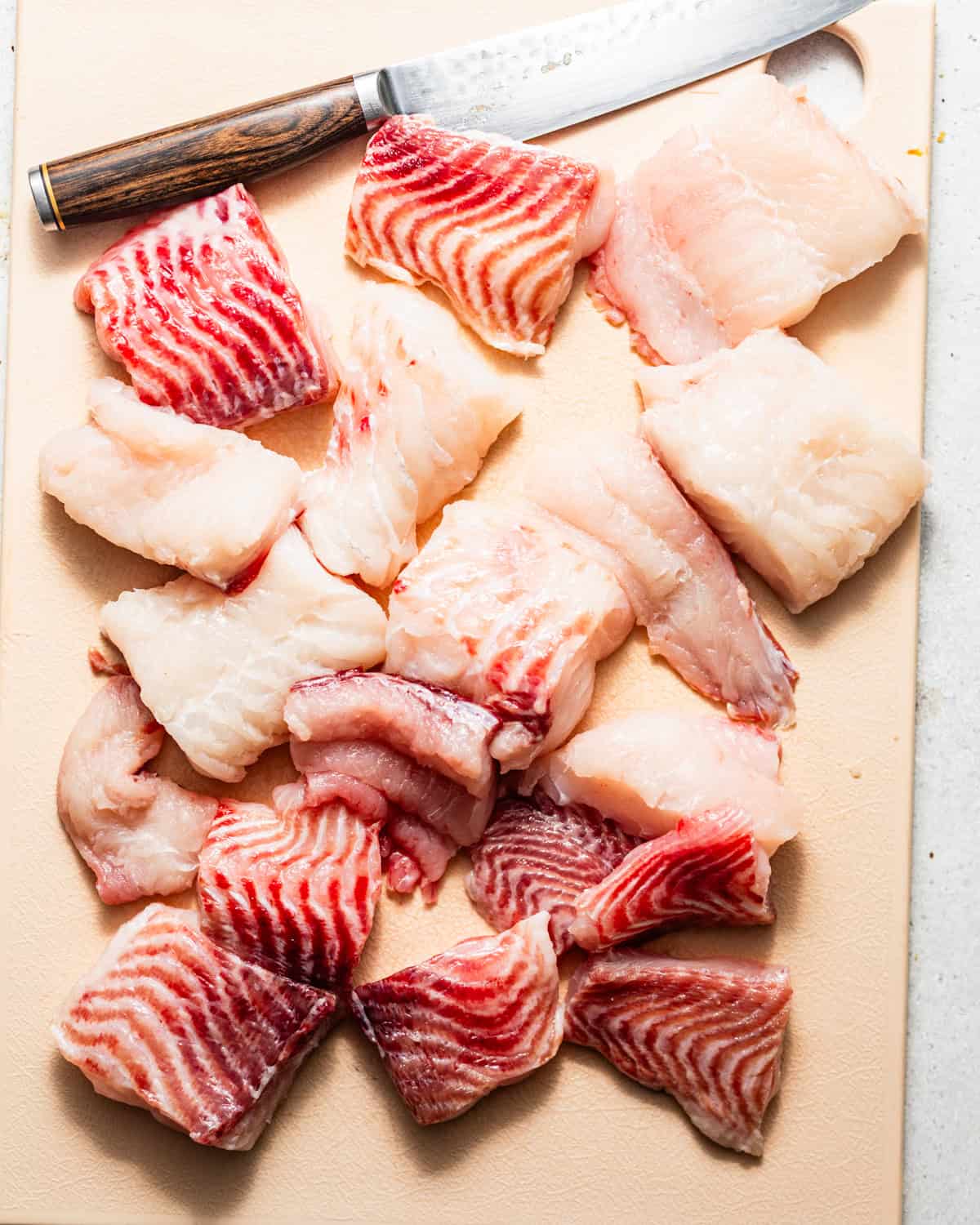 whole catfish fillets cut into two inch nuggets.