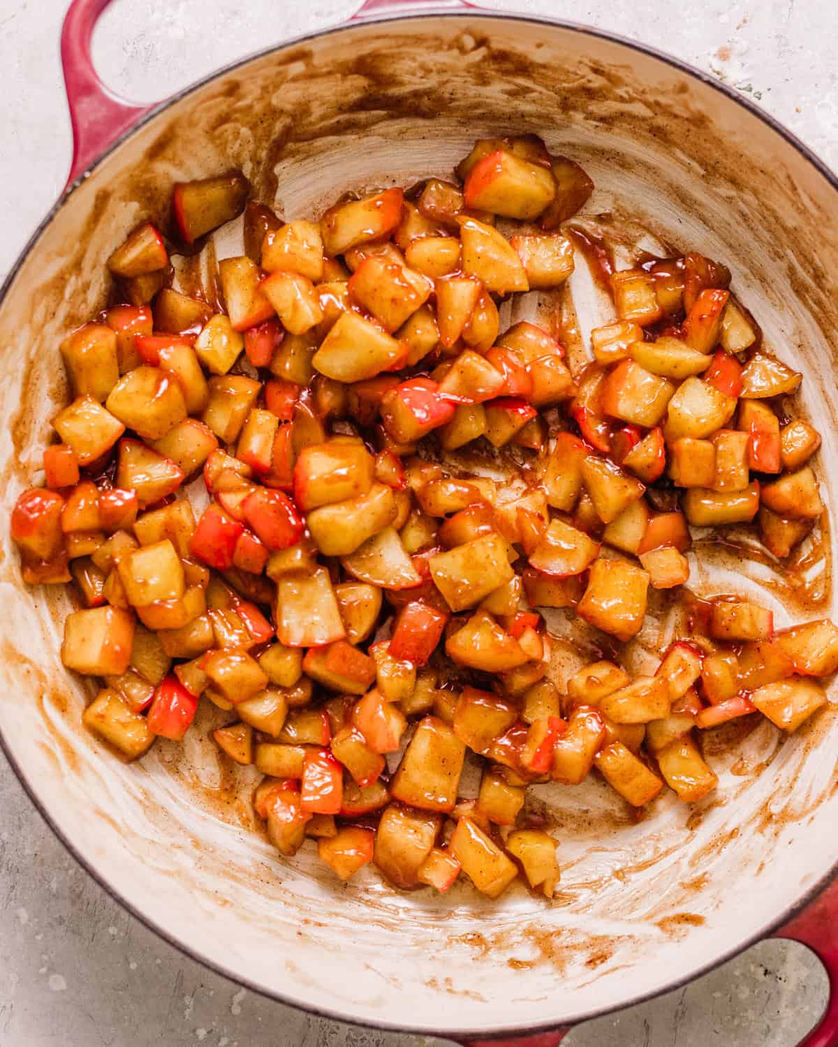 apple fritter filling cooked in a pan.